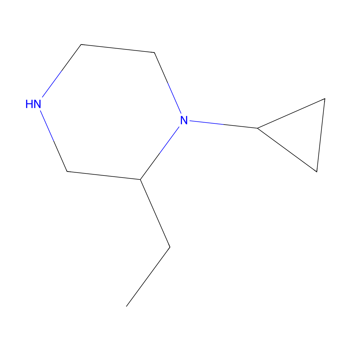 1-Cyclopropyl-2-ethylpiperazine molecular structure, CAS 1522031-76-0