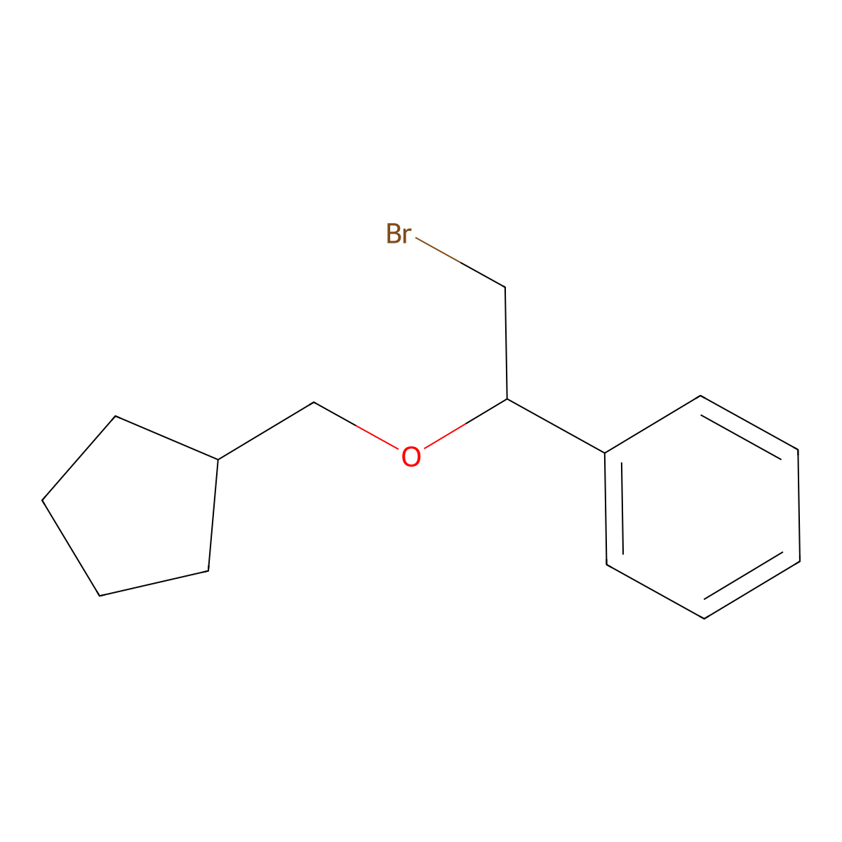 (2-Bromo-1-(cyclopentylmethoxy)ethyl)benzene molecular structure, CAS 1522045-56-2