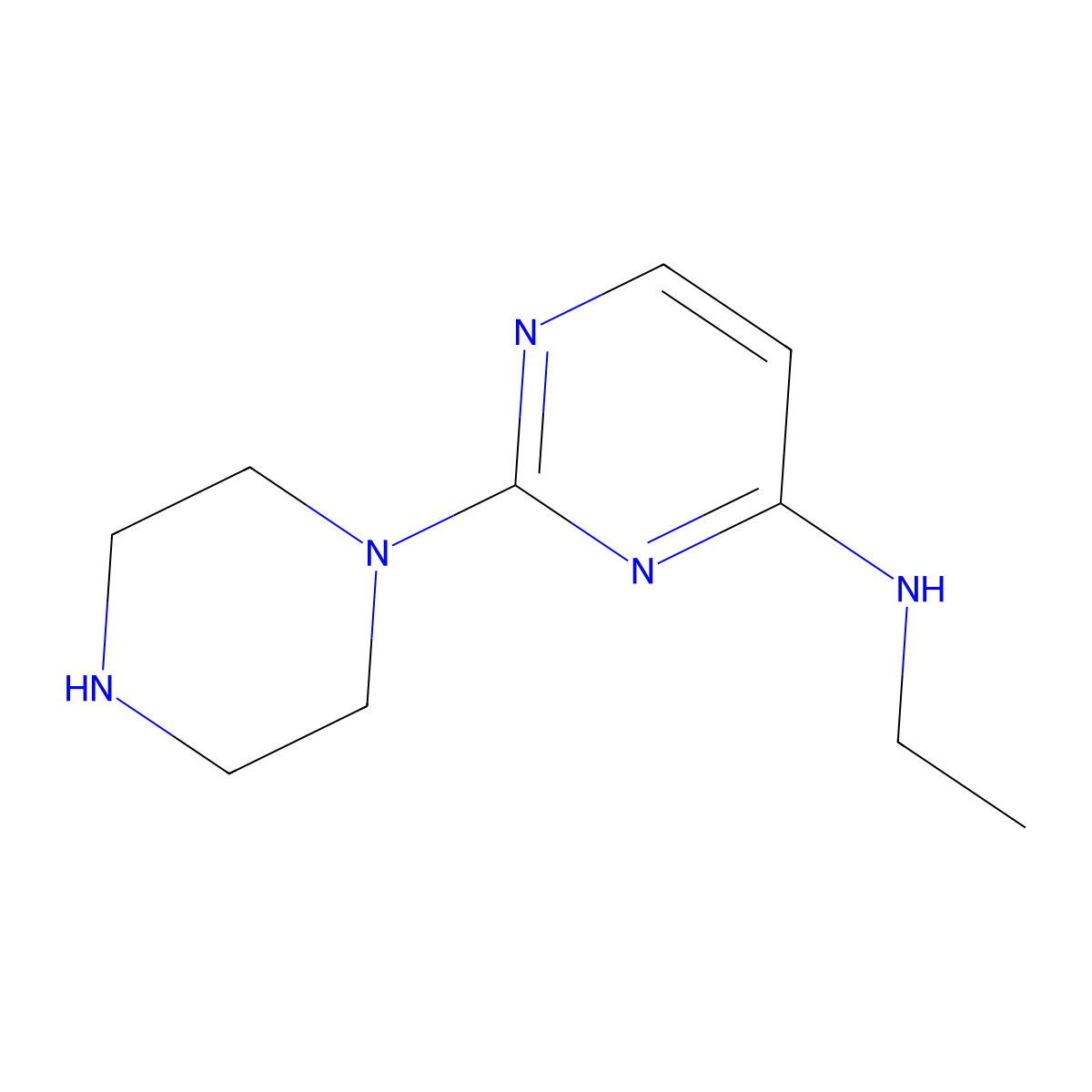 N-ethyl-2-(piperazin-1-yl)pyrimidin-4-amine molecular structure, CAS 1522077-48-0