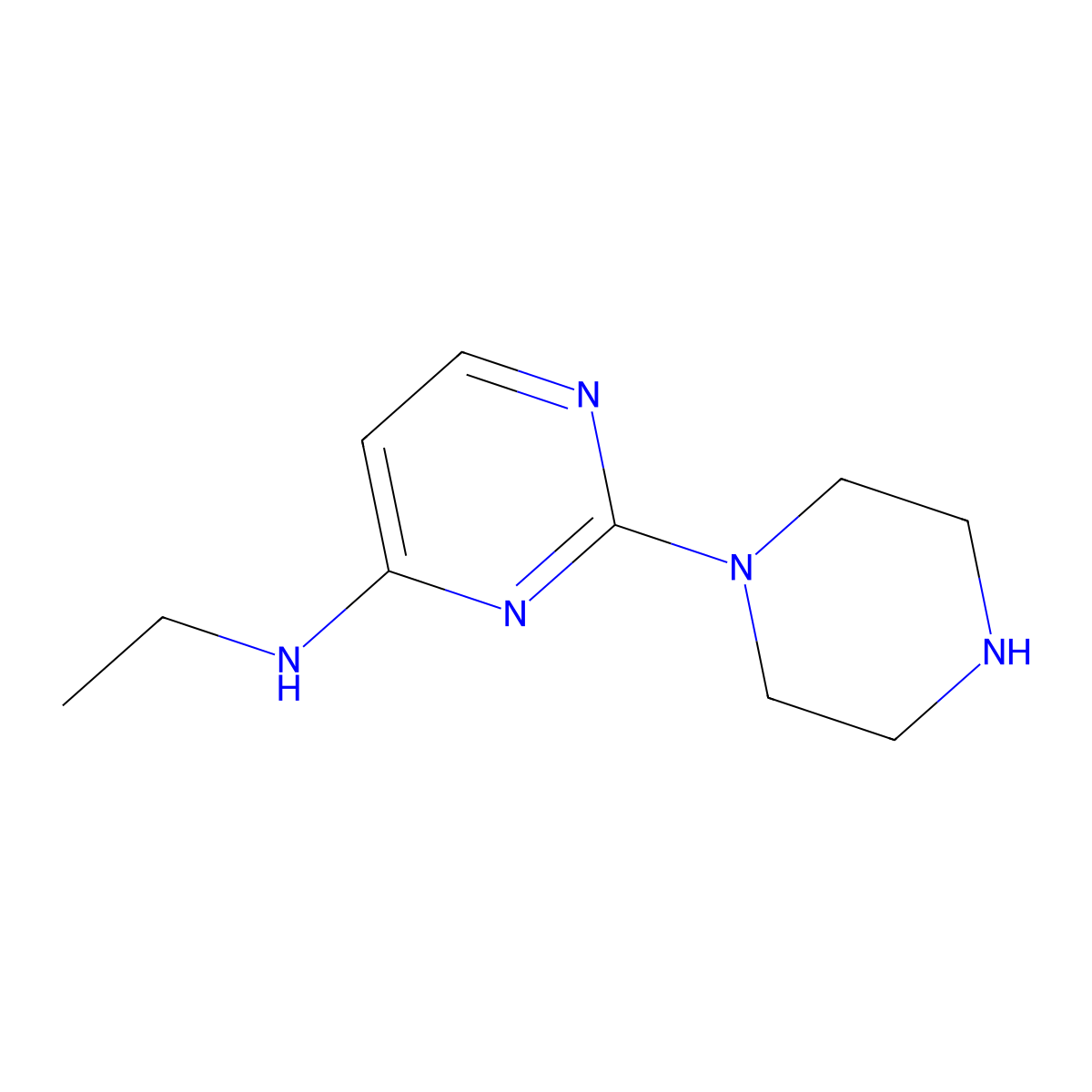 N-ethyl-2-(piperazin-1-yl)pyrimidin-4-amine molecular structure, CAS 1522077-48-0