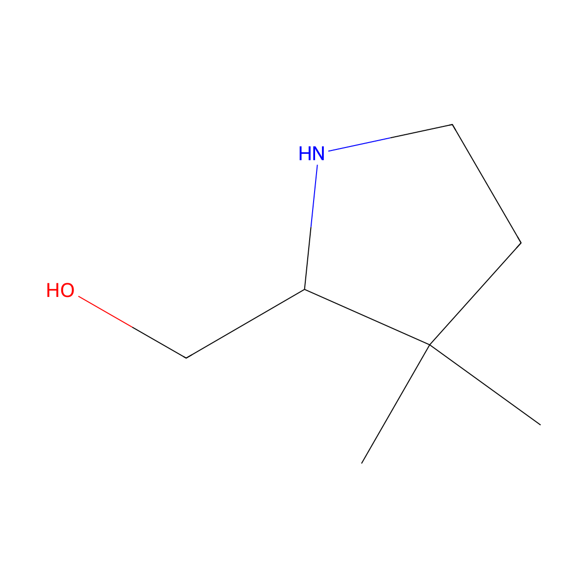 (3,3-Dimethylpyrrolidin-2-yl)methanol molecular structure, CAS 1522077-87-7