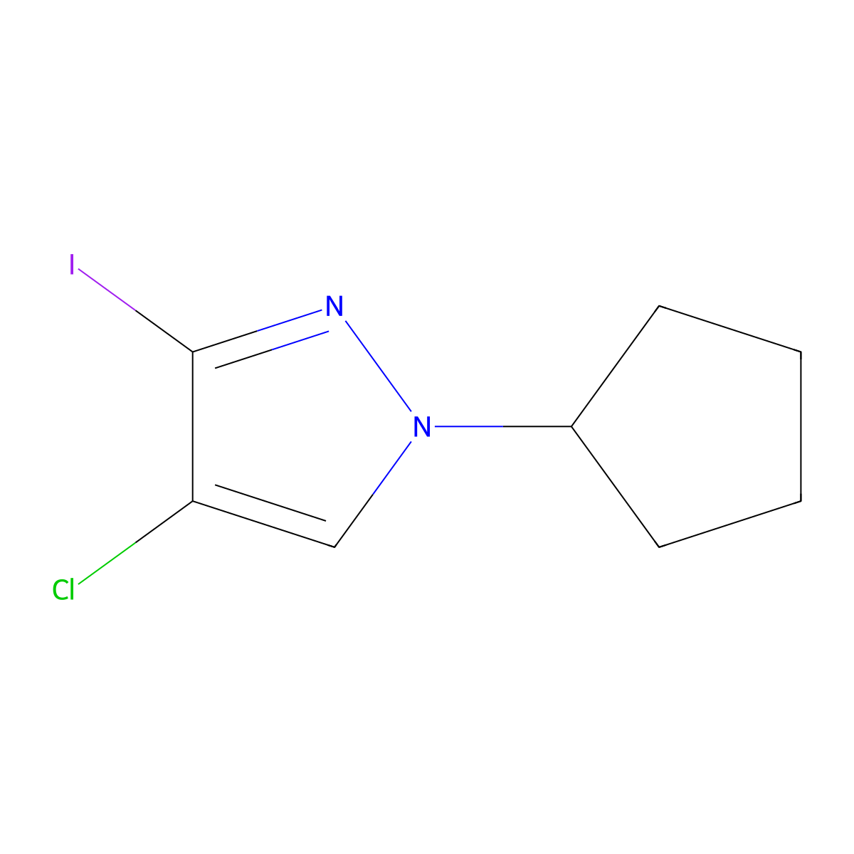 4-chloro-1-cyclopentyl-3-iodo-1H-pyrazole molecular structure, CAS 1522078-51-8