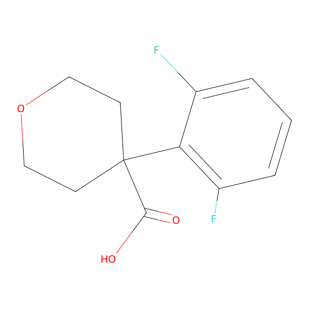 4-(2,6-Difluorophenyl)tetrahydro-2H-pyran-4-carboxylic acid molecular structure, CAS 1522078-85-8