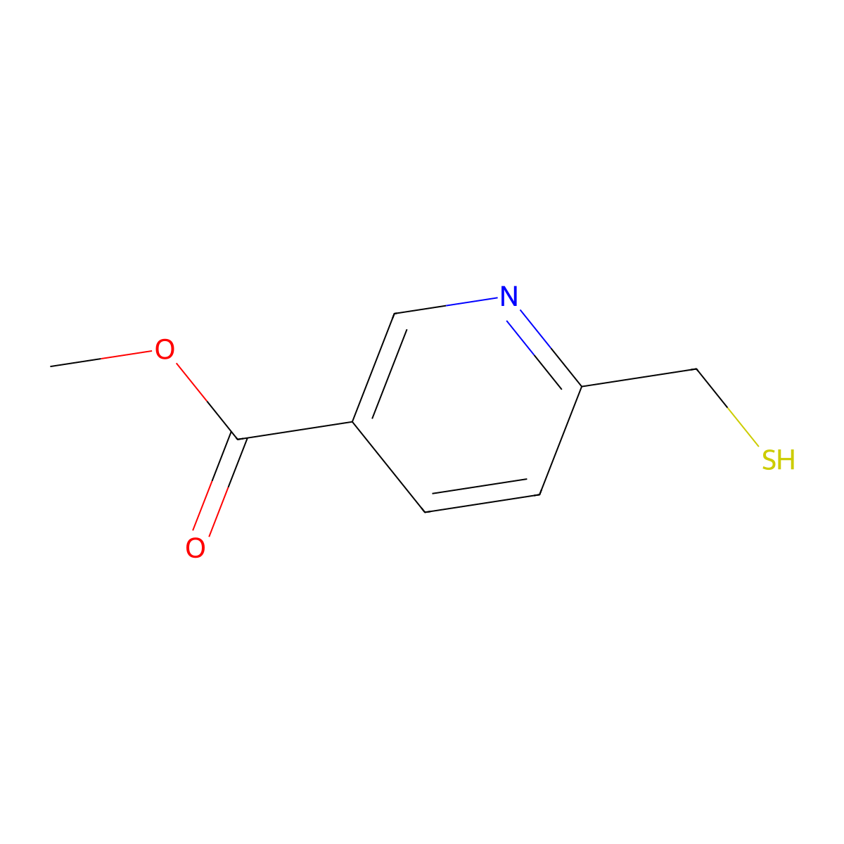 Methyl 6-(sulfanylmethyl)pyridine-3-carboxylate molecular structure, CAS 1522089-32-2