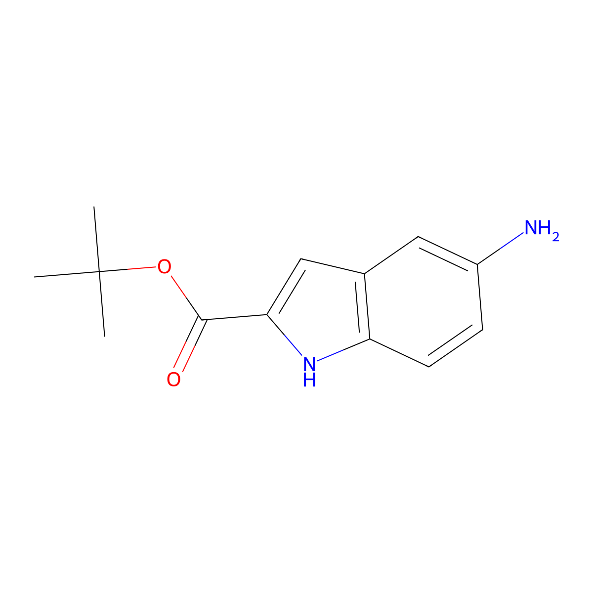 Tert-butyl 5-amino-1H-indole-2-carboxylate molecular structure, CAS 152213-43-9
