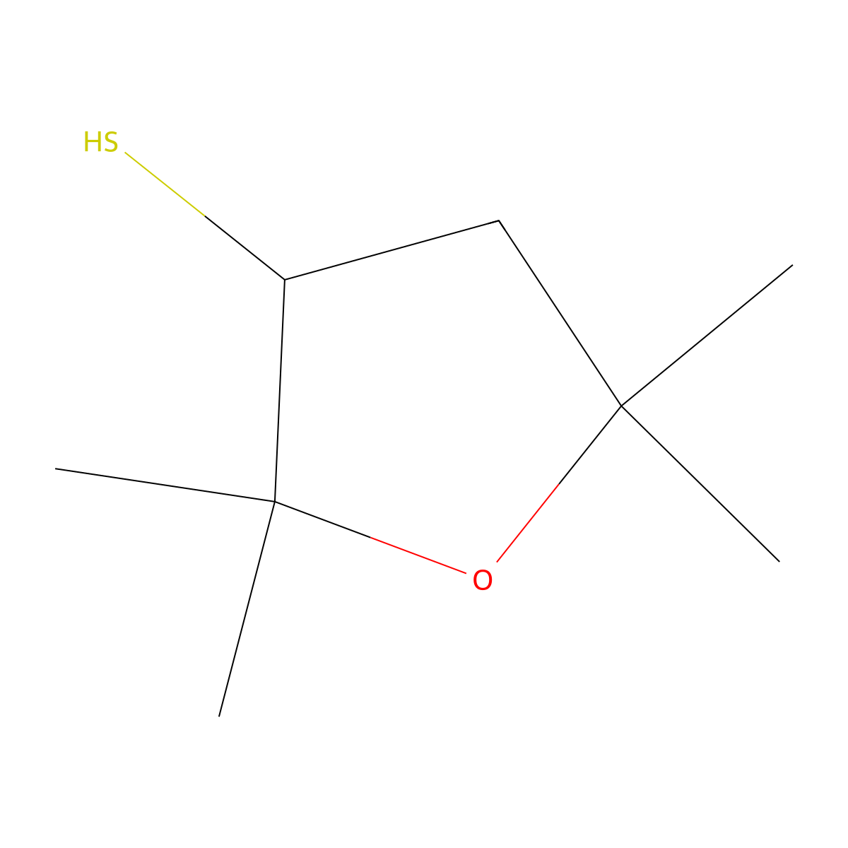 2,2,5,5-Tetramethyloxolane-3-thiol molecular structure, CAS 1522135-07-4
