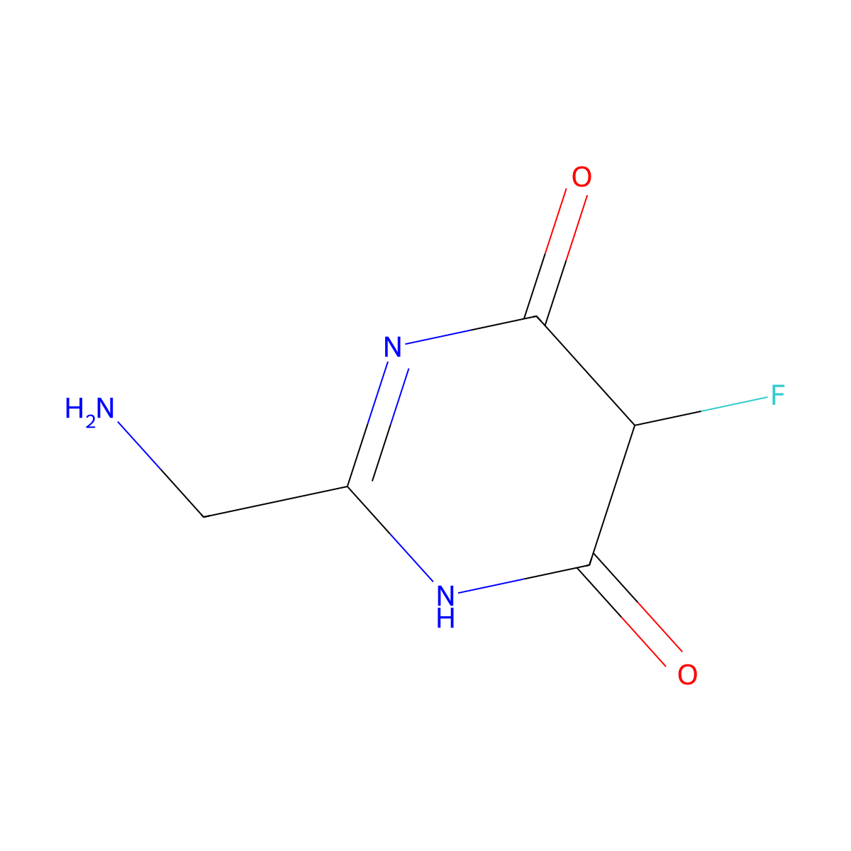 2-(Aminomethyl)-5-fluoro-1,4,5,6-tetrahydropyrimidine-4,6-dione molecular structure, CAS 1522140-09-5