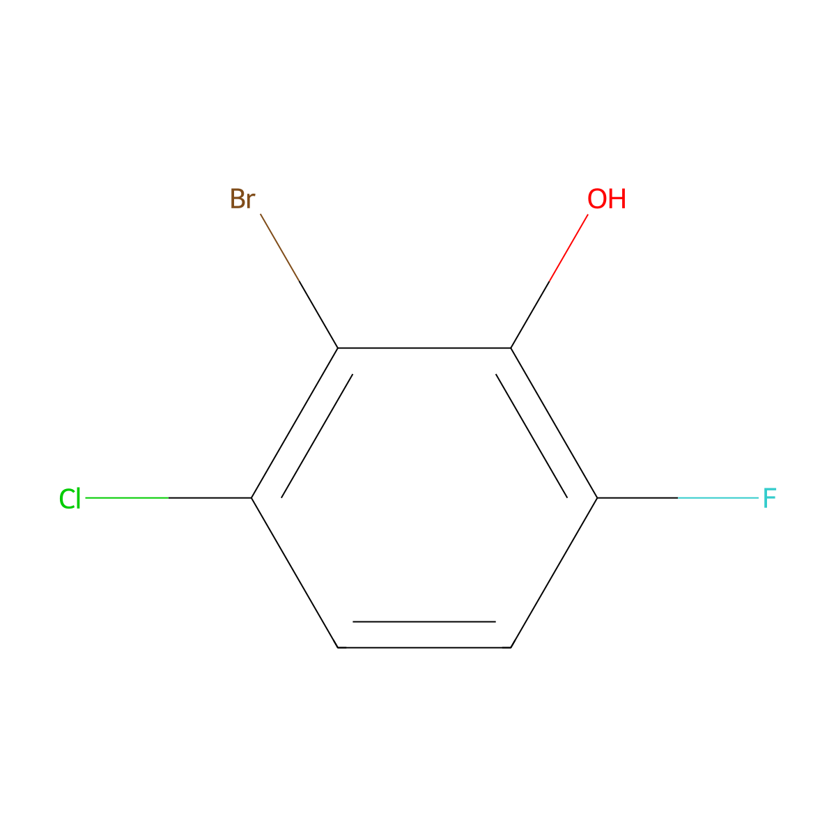 2-Bromo-3-chloro-6-fluorophenol molecular structure, CAS 1522140-28-8