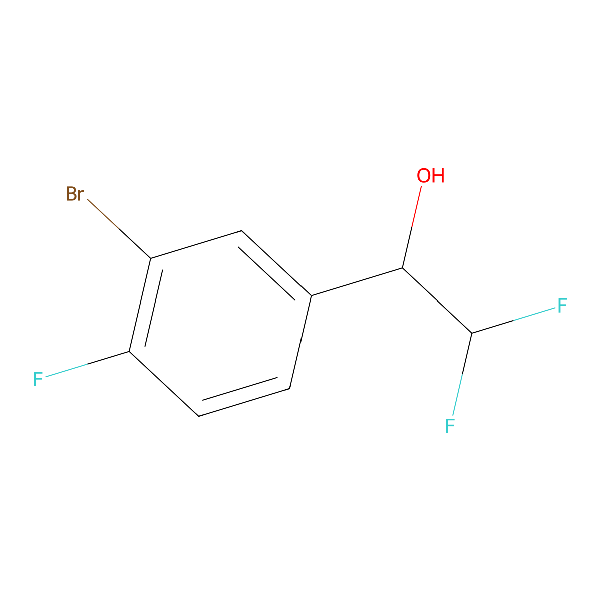 1-(3-Bromo-4-fluorophenyl)-2,2-difluoroethan-1-ol molecular structure, CAS 1522197-47-2