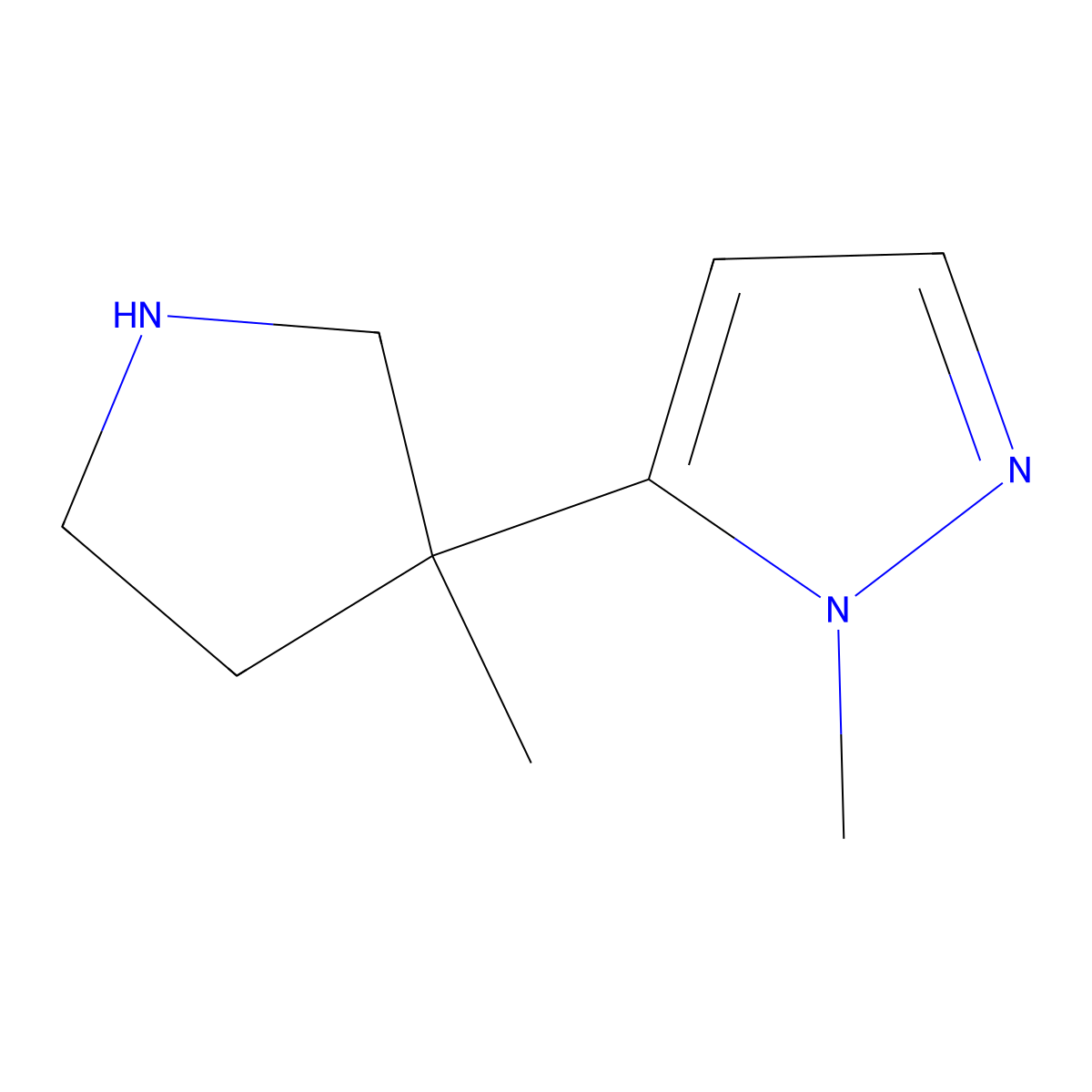 1-Methyl-5-(3-methylpyrrolidin-3-yl)-1H-pyrazole molecular structure, CAS 1522202-25-0