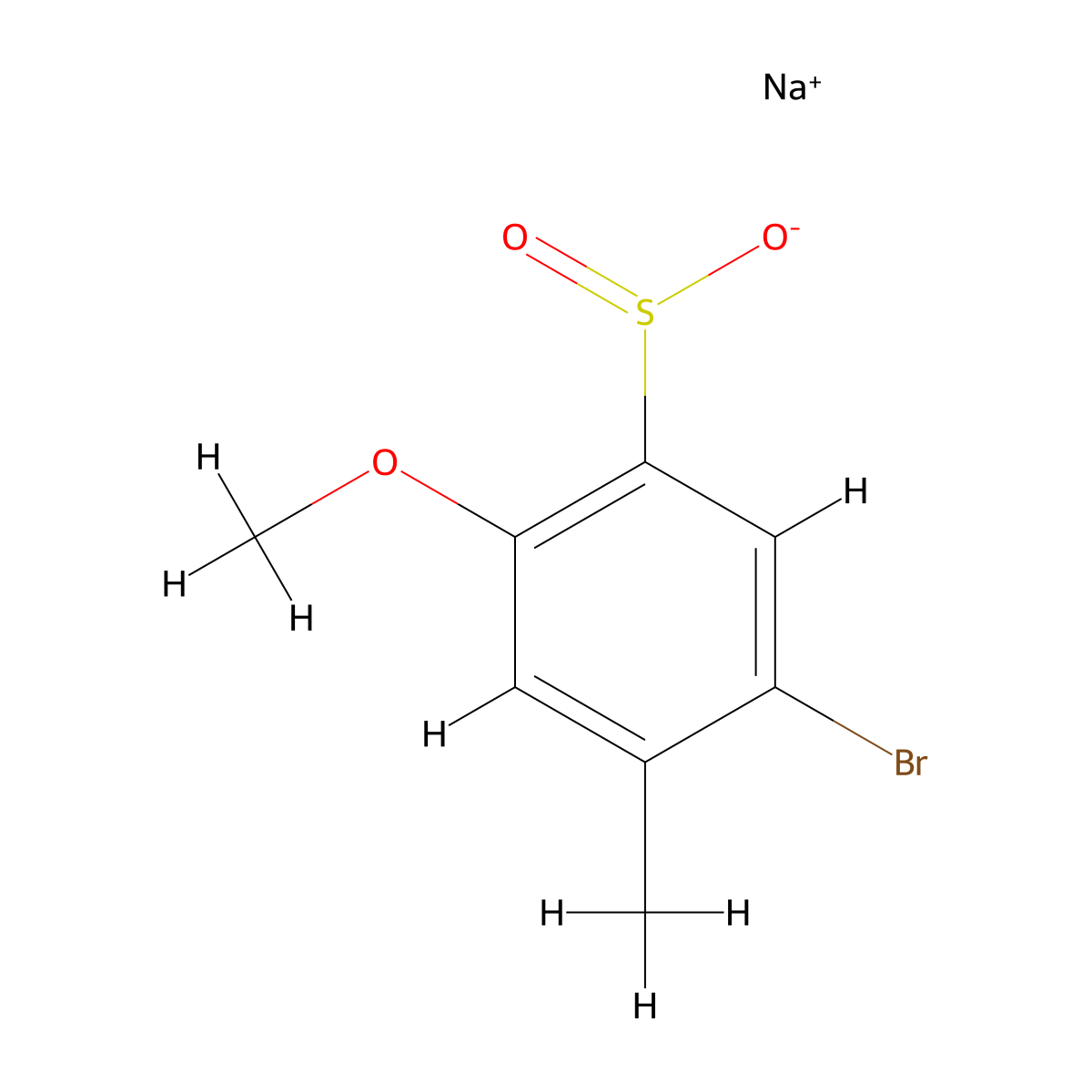 Sodium 5-bromo-2-methoxy-4-methylbenzene-1-sulfinate molecular structure, CAS 1522206-78-5
