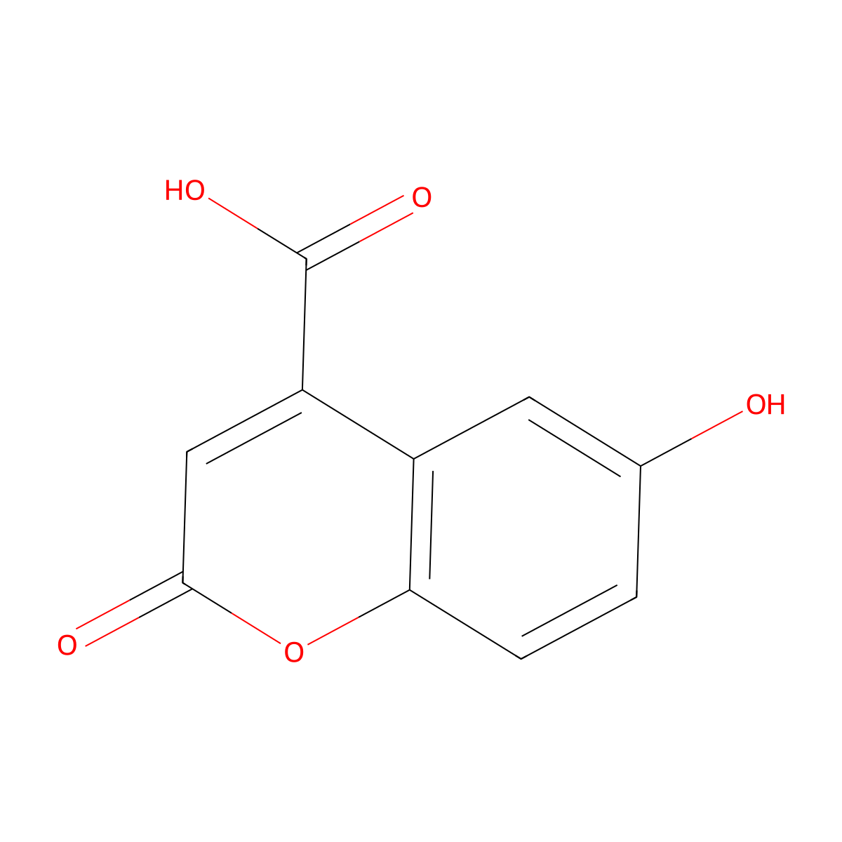 2-Oxo-6-hydroxy-2H-1-benzopyran-4-carboxylic acid molecular structure, CAS 1522234-59-8