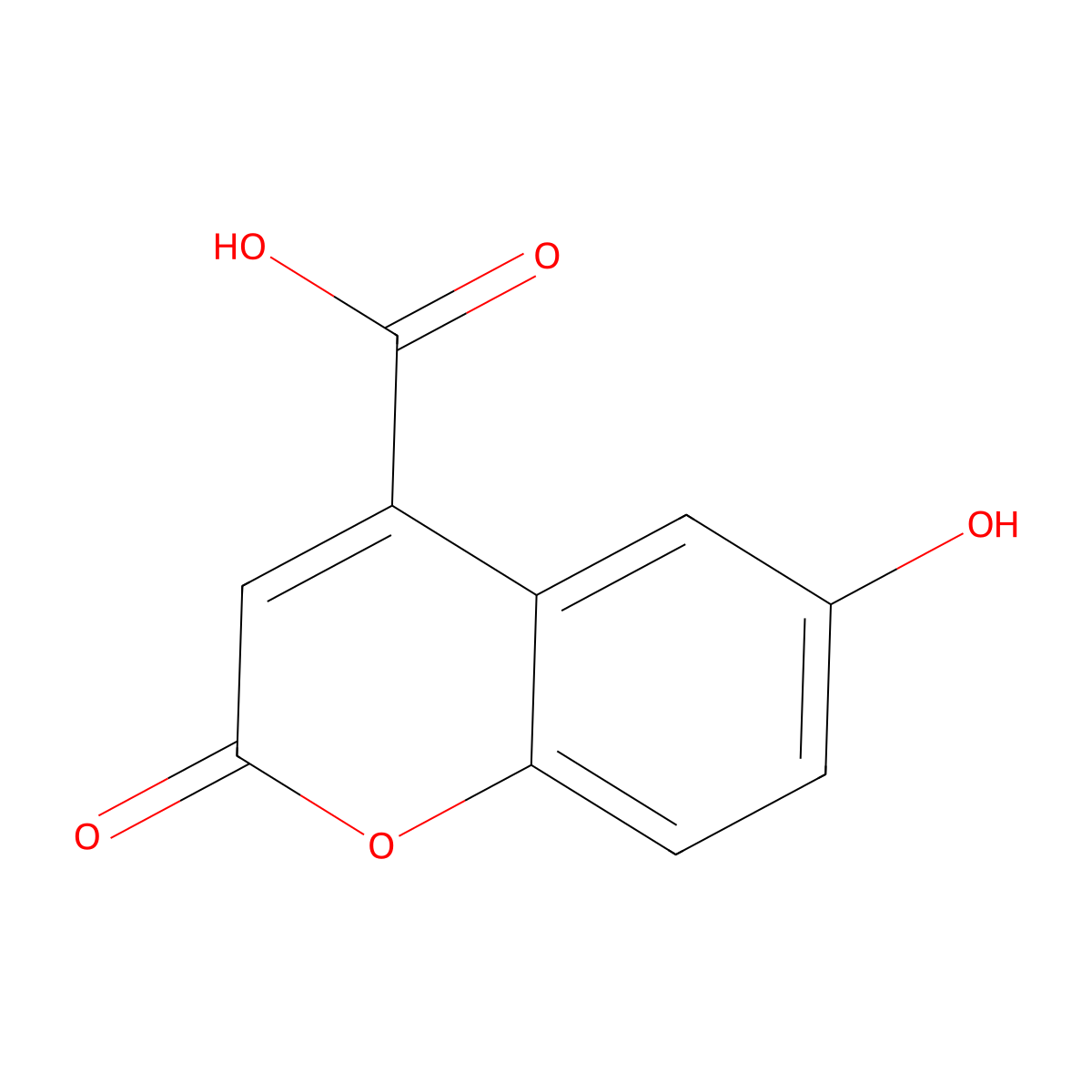 2-Oxo-6-hydroxy-2H-1-benzopyran-4-carboxylic acid molecular structure, CAS 1522234-59-8