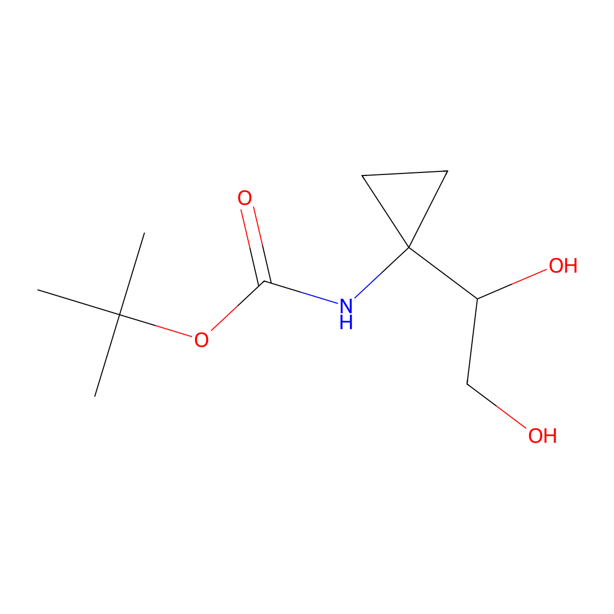 tert-butyl N-[1-(1,2-dihydroxyethyl)cyclopropyl]carbamate molecular structure, CAS 1522241-83-3