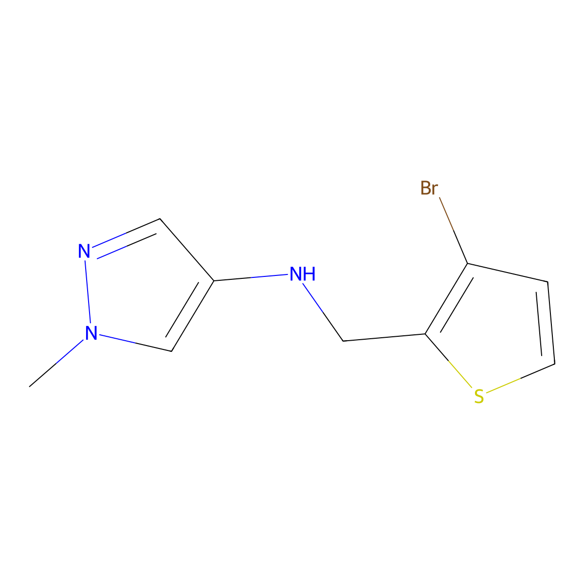 N-[(3-bromothiophen-2-yl)methyl]-1-methyl-1H-pyrazol-4-amine molecular structure, CAS 1522245-30-2