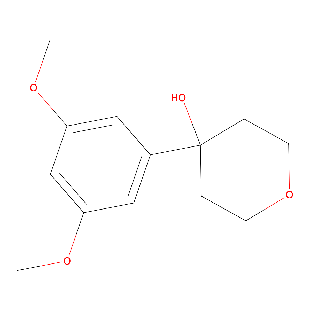 4-(3,5-Dimethoxyphenyl)oxan-4-ol molecular structure, CAS 1522257-50-6