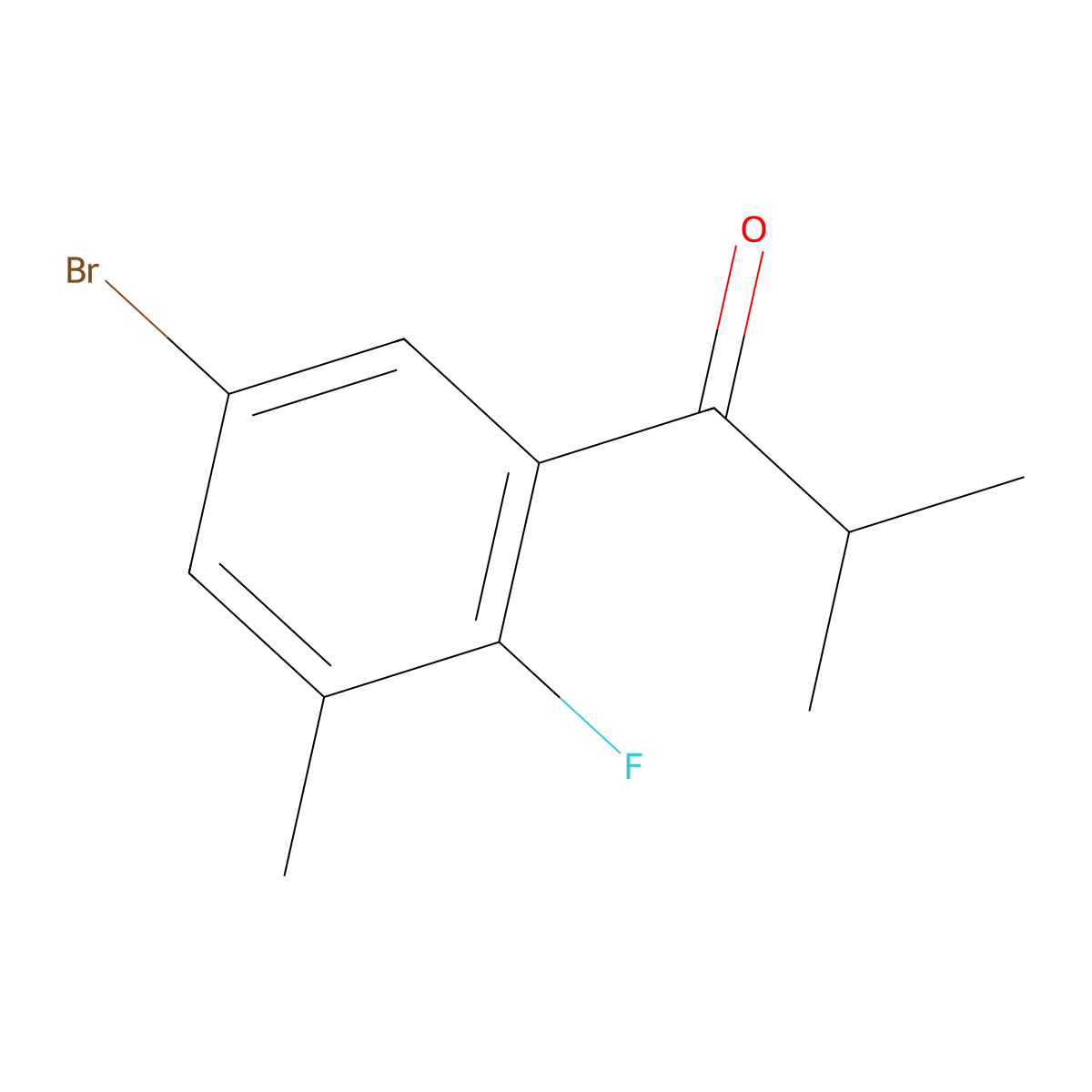1-(5-Bromo-2-fluoro-3-methylphenyl)-2-methyl-1-propanone molecular structure, CAS 1522258-44-1