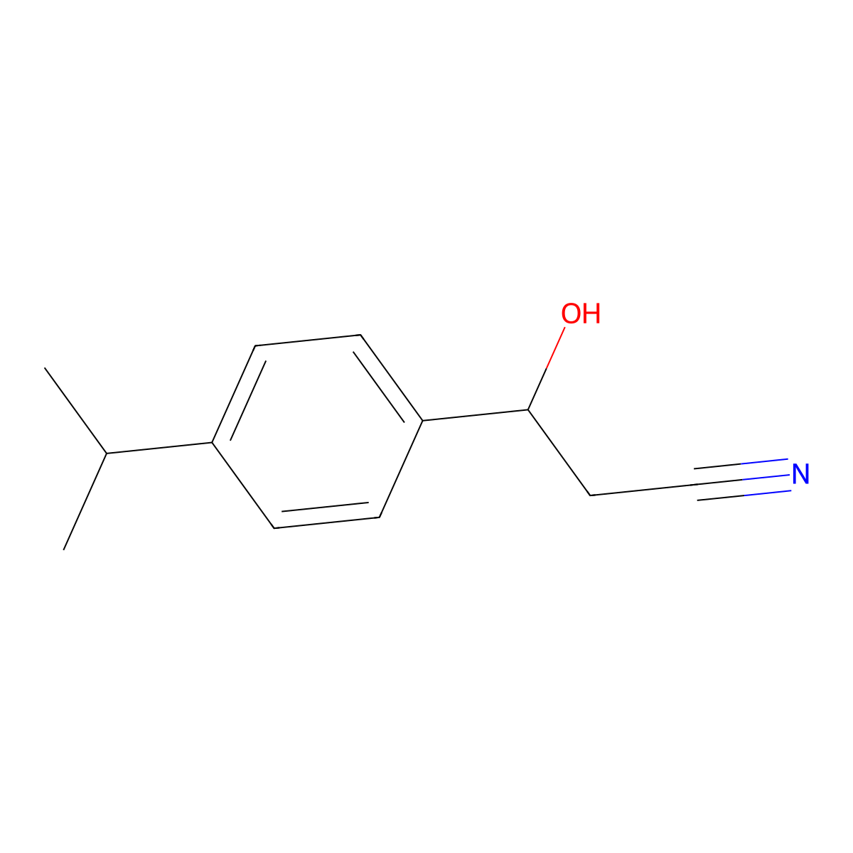 3-Hydroxy-3-(4-isopropylphenyl)propanenitrile molecular structure, CAS 1522282-34-3