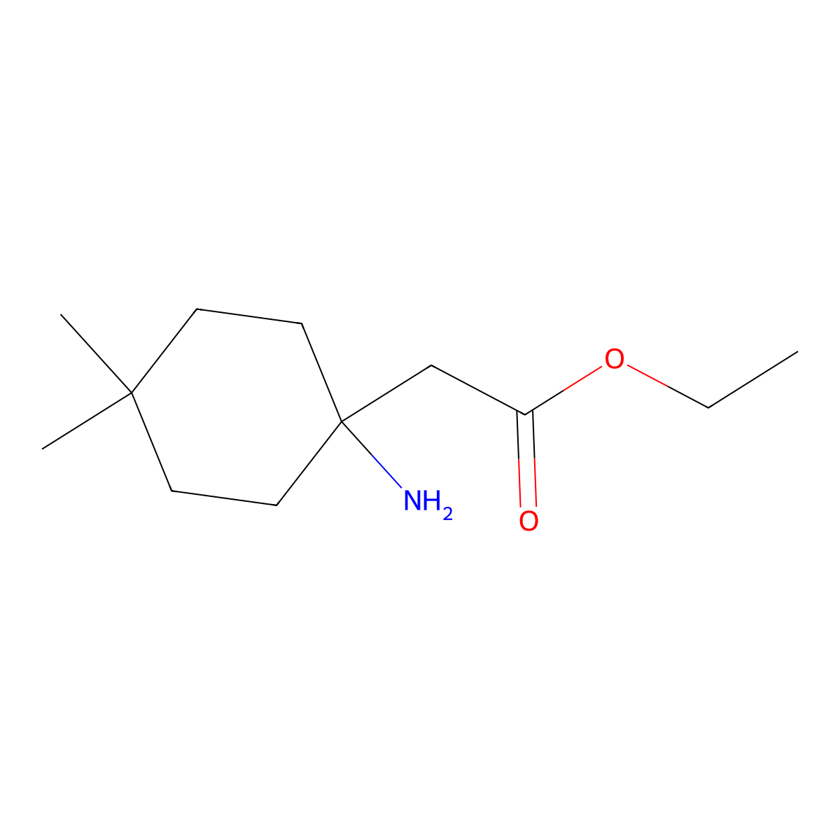 Ethyl 2-(1-amino-4,4-dimethylcyclohexyl)acetate molecular structure, CAS 1522284-38-3