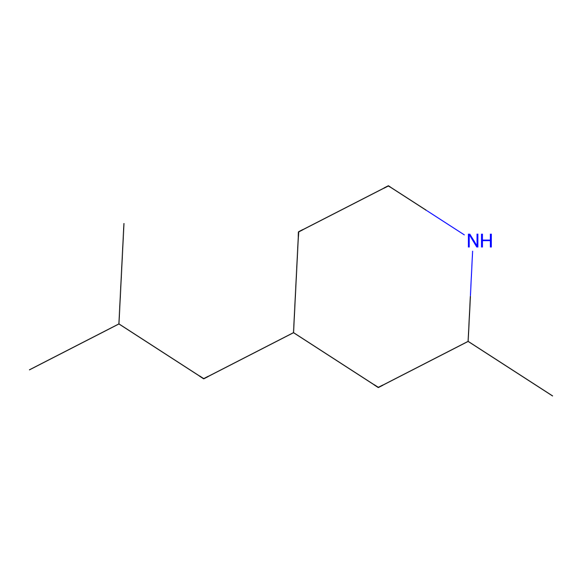 2-Methyl-4-(2-methylpropyl)piperidine molecular structure, CAS 1522289-13-9