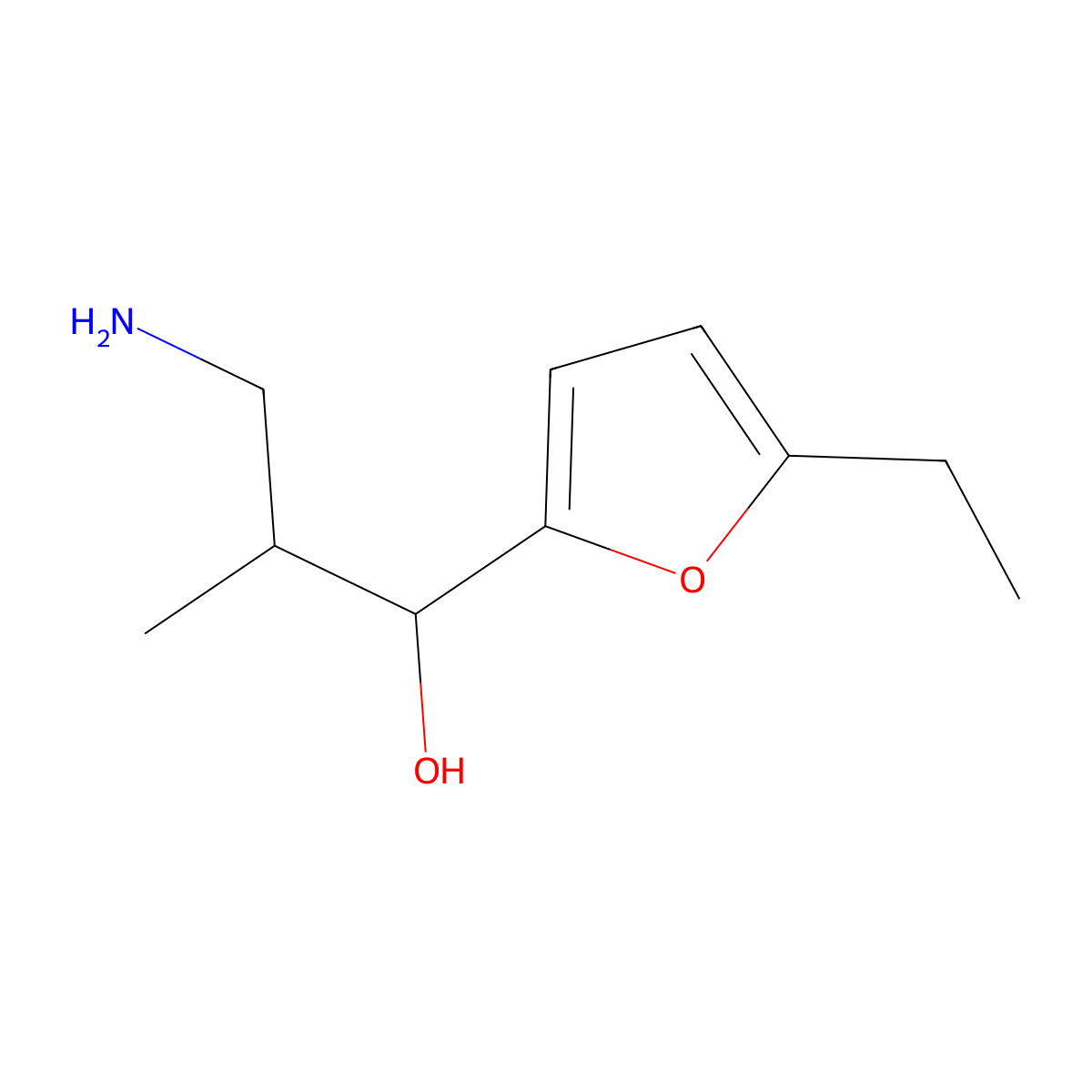 3-Amino-1-(5-ethylfuran-2-yl)-2-methylpropan-1-ol molecular structure, CAS 1522297-11-5
