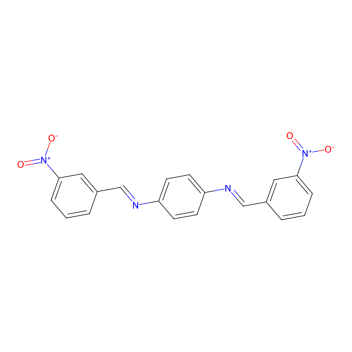 N,N'-Bis(3-nitrobenzylidene)-1,4-phenylenediamine molecular structure, CAS 15223-32-2
