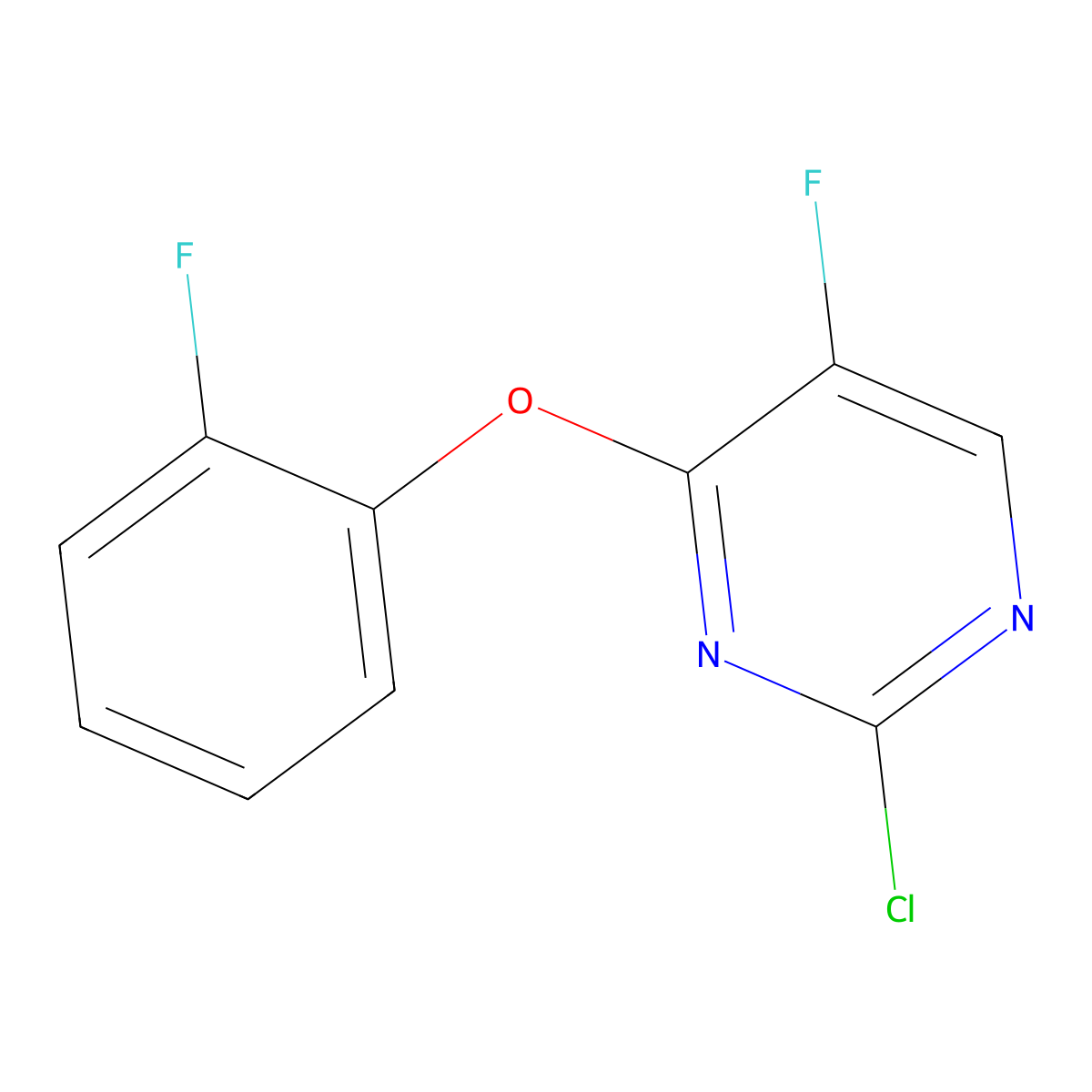 2-Chloro-5-fluoro-4-(2-fluorophenoxy)pyrimidine molecular structure, CAS 1522312-61-3