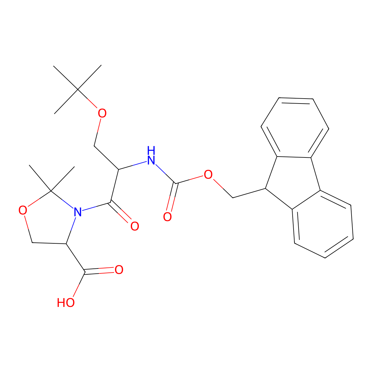 (R)-3-(N-(((9H-fluoren-9-yl)methoxy)carbonyl)-O-(tert-butyl)-D-seryl)-2,2-dimethyloxazolidine-4-carboxylic acid molecular structure, CAS 1522313-26-3