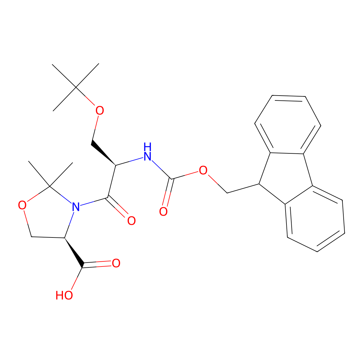 (R)-3-(N-(((9H-fluoren-9-yl)methoxy)carbonyl)-O-(tert-butyl)-D-seryl)-2,2-dimethyloxazolidine-4-carboxylic acid molecular structure, CAS 1522313-26-3