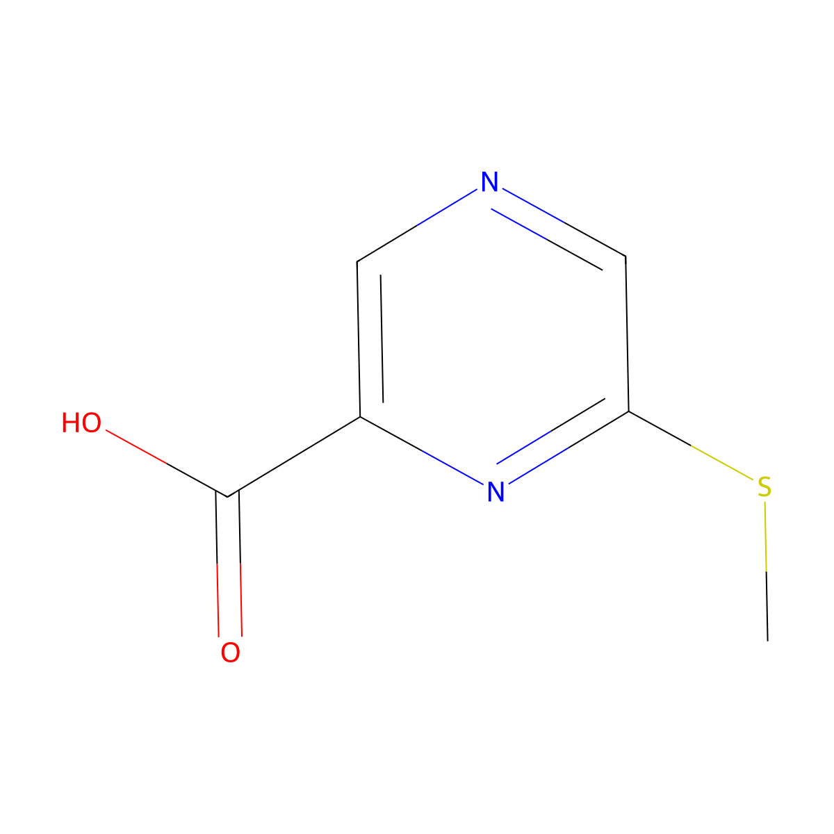 6-(Methylsulfanyl)pyrazine-2-carboxylic acid molecular structure, CAS 1522334-39-9