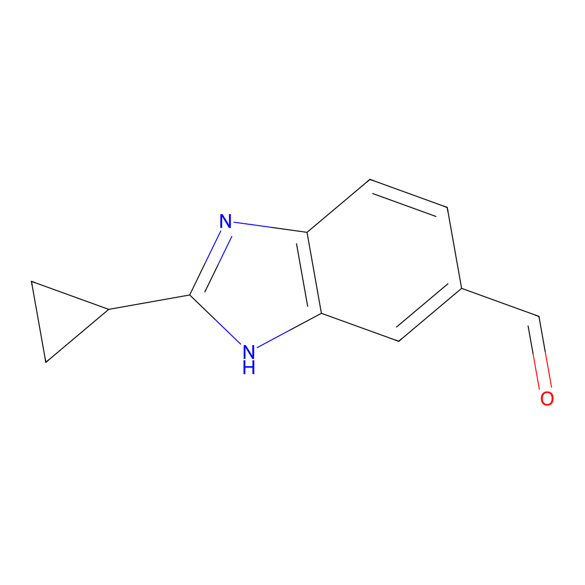2-cyclopropyl-1H-1,3-benzodiazole-5-carbaldehyde molecular structure, CAS 1522354-72-8