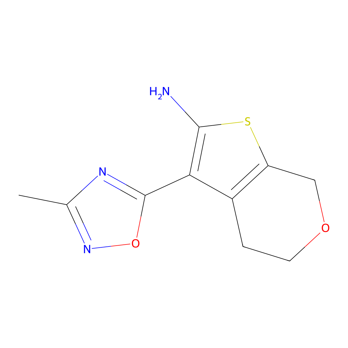 3-(3-methyl-1,2,4-oxadiazol-5-yl)-4,7-dihydro-5H-thieno[2,3-c]pyran-2-amine molecular structure, CAS 1522372-21-9