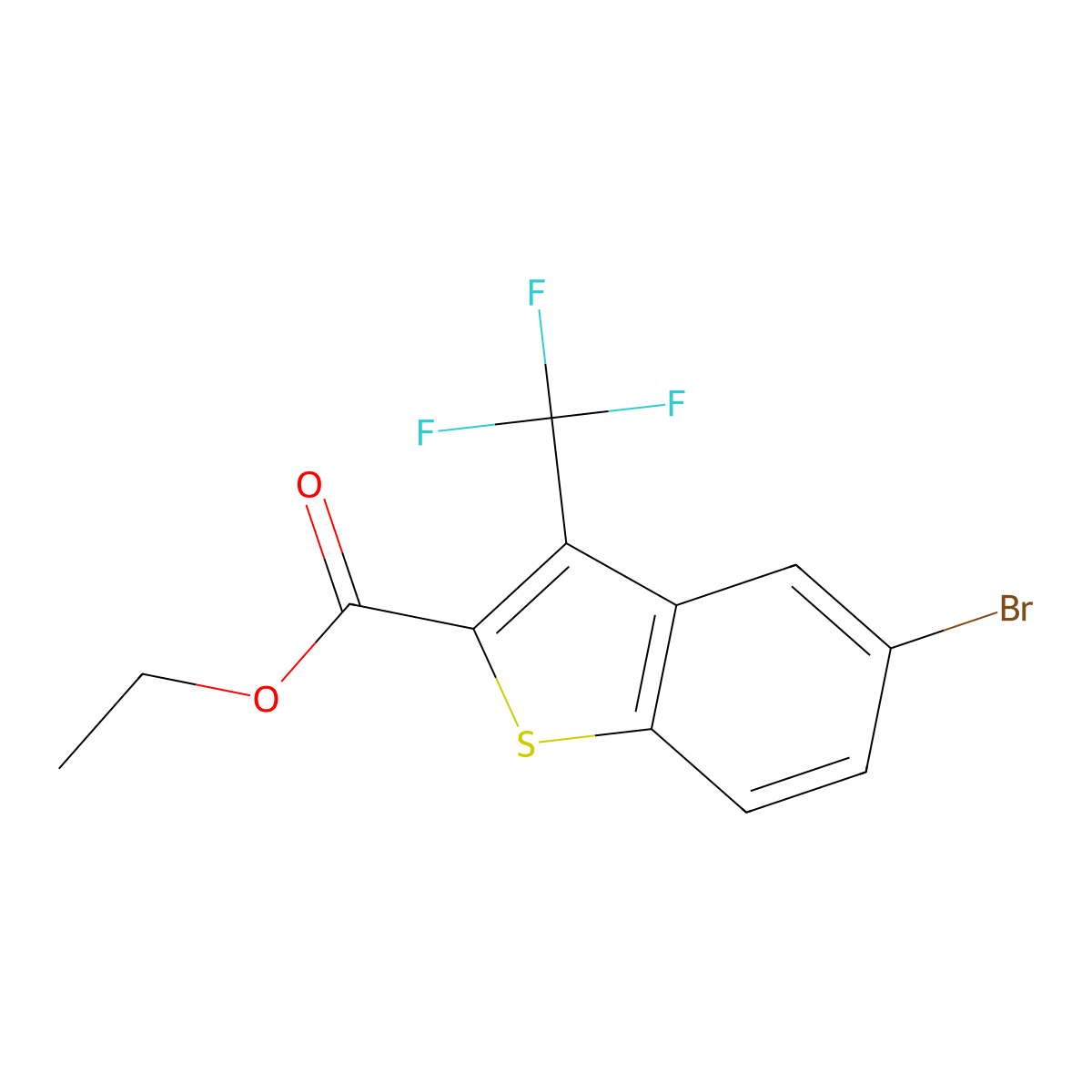 Ethyl 5-bromo-3-(trifluoromethyl)benzo[b]thiophene-2-carboxylate molecular structure, CAS 1522380-83-1