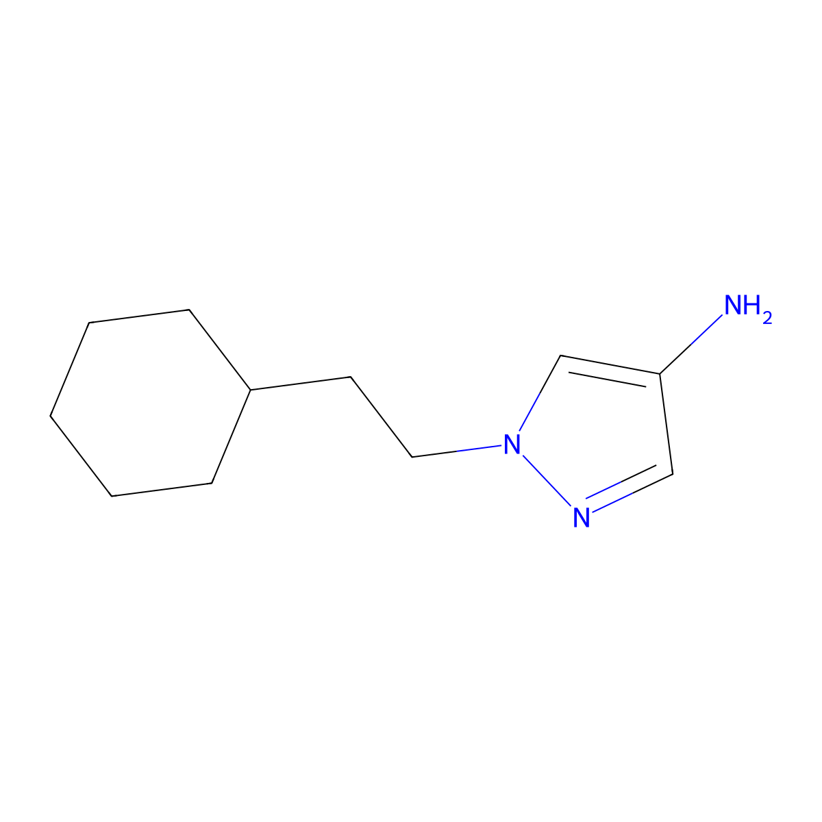 1-(2-cyclohexylethyl)-1H-pyrazol-4-amine molecular structure, CAS 1522386-16-8