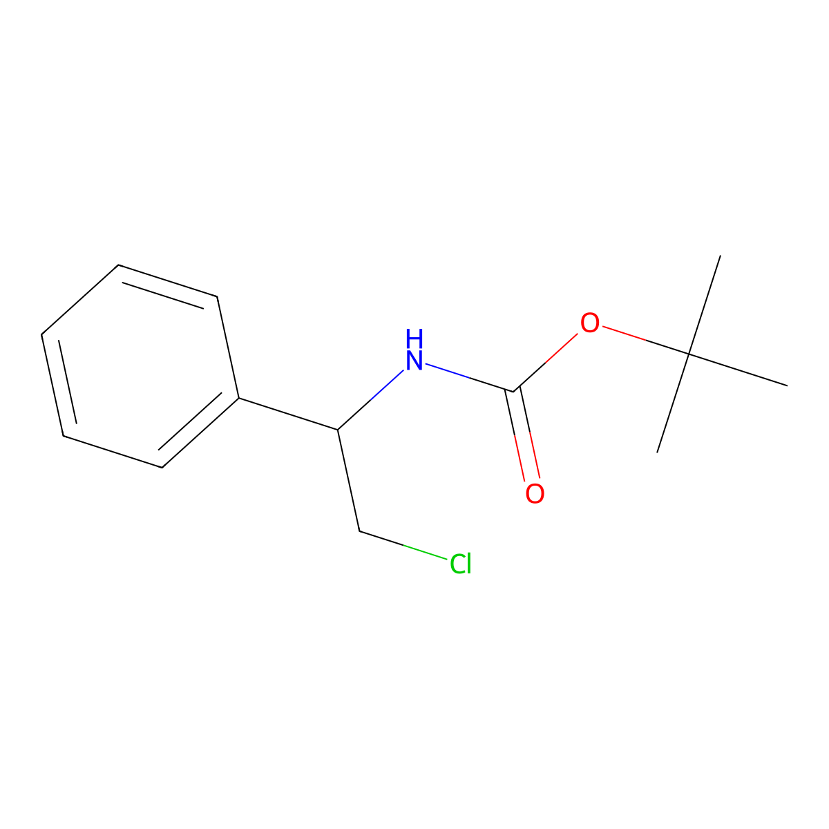 Tert-butyl N-(2-chloro-1-phenylethyl)carbamate molecular structure, CAS 1522391-72-5