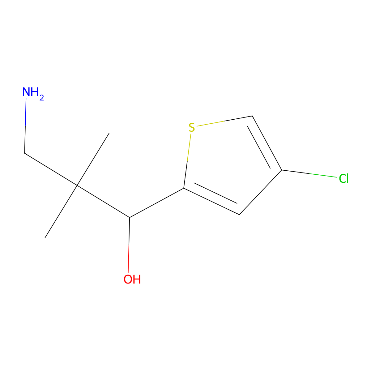 3-Amino-1-(4-chlorothiophen-2-YL)-2,2-dimethylpropan-1-OL molecular structure, CAS 1522405-15-7