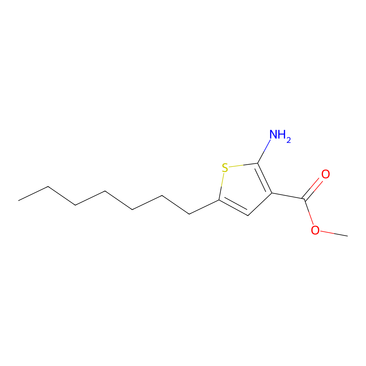 Methyl 2-amino-5-heptylthiophene-3-carboxylate molecular structure, CAS 1522415-97-9