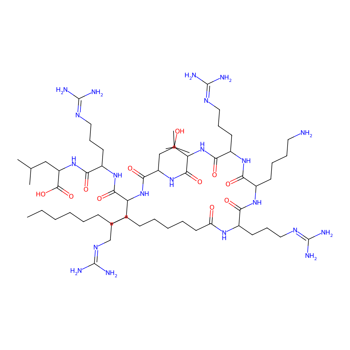 Myristoyl-arg-lys-arg-thr-leu-arg-arg-leu-OH molecular structure, CAS 152246-40-7