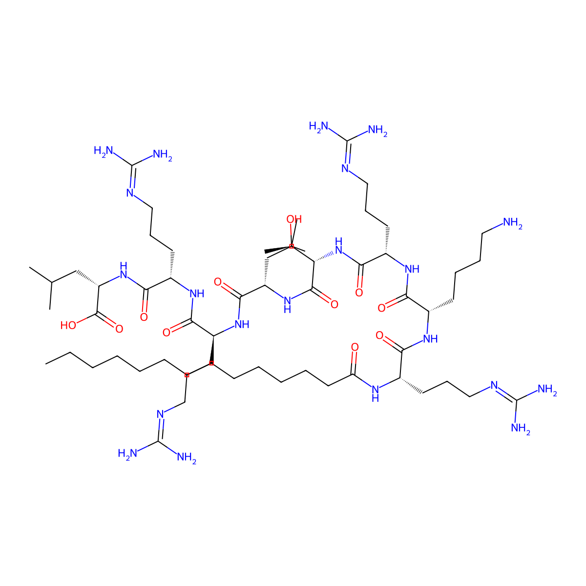 Myristoyl-arg-lys-arg-thr-leu-arg-arg-leu-OH molecular structure, CAS 152246-40-7