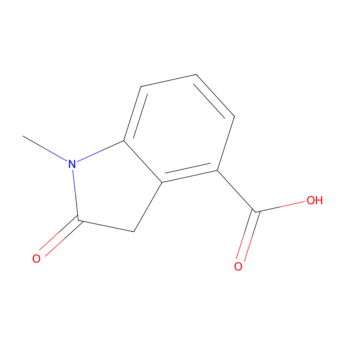 1-methyl-2-oxo-2,3-dihydro-1H-indole-4-carboxylic acid molecular structure, CAS 1522476-42-1