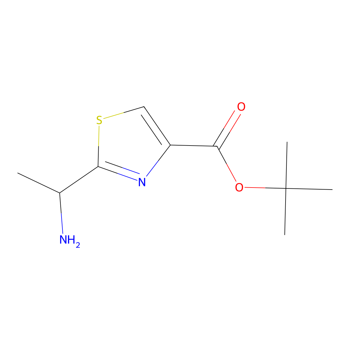 Tert-butyl 2-(1-aminoethyl)thiazole-4-carboxylate molecular structure, CAS 1522483-32-4