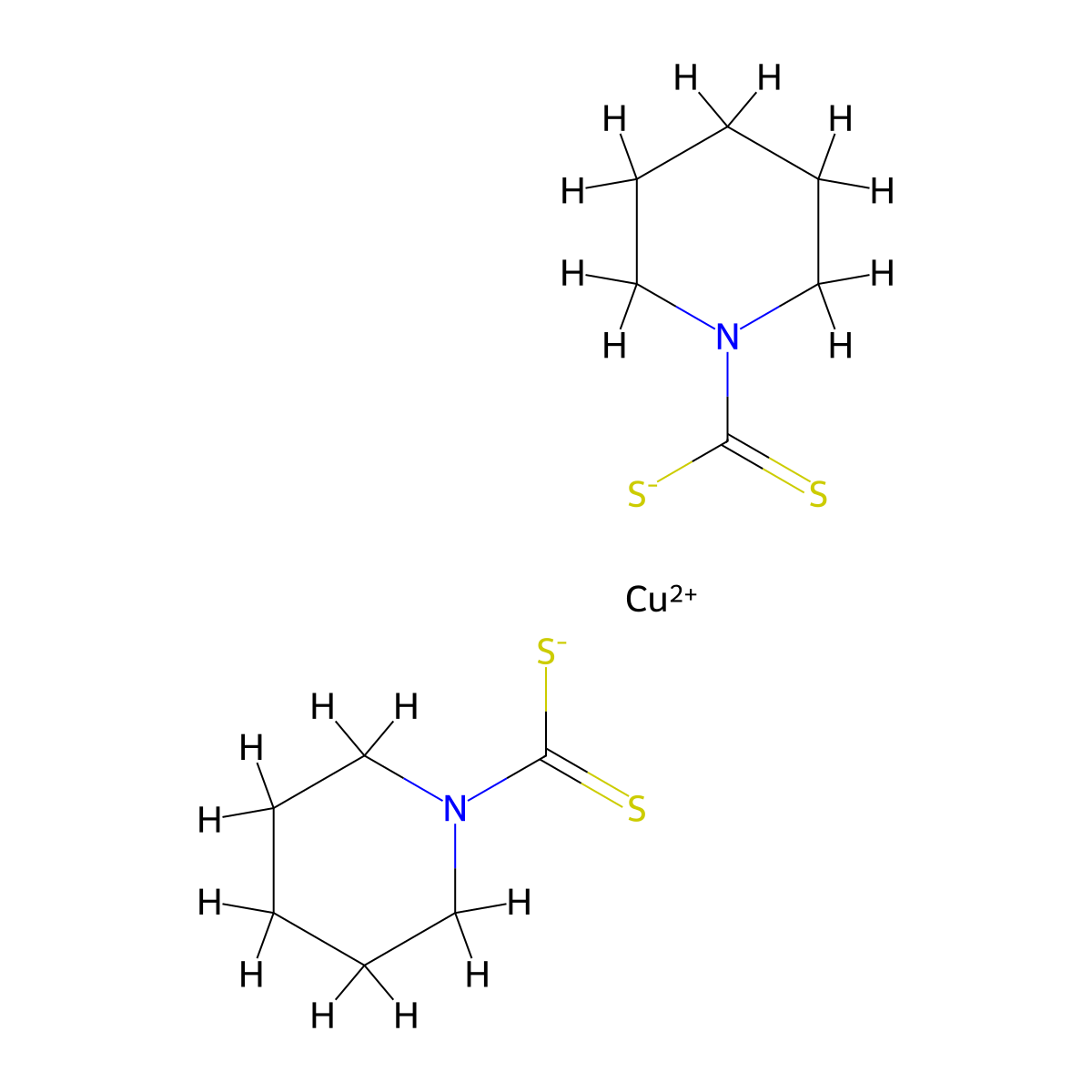 Copper bis(piperidine-1-carbodithioate) molecular structure, CAS 15225-85-1