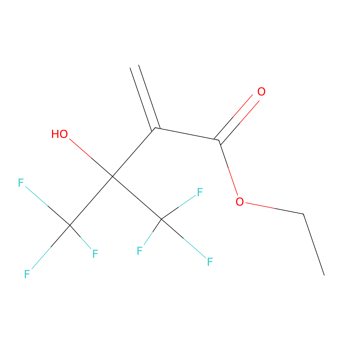 Ethyl 4,4,4-trifluoro-3-hydroxy-2-methylene-3-(trifluoromethyl)butanoate molecular structure, CAS 152251-75-7