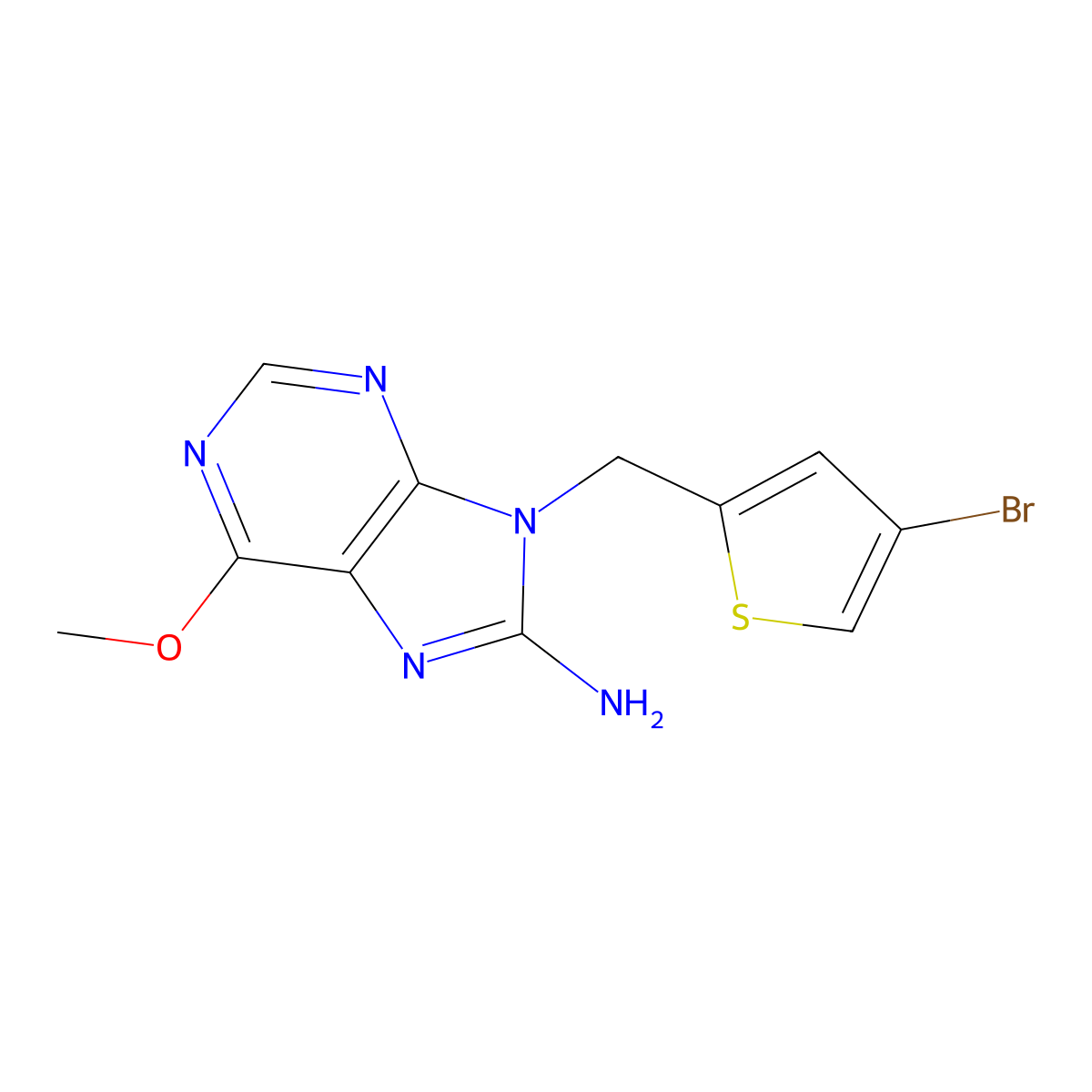 9-[(4-bromothiophen-2-yl)methyl]-6-methoxy-9H-purin-8-amine molecular structure, CAS 1522541-70-3