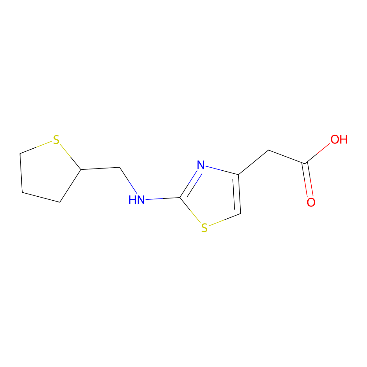 2-(2-{[(Thiolan-2-yl)methyl]amino}-1,3-thiazol-4-yl)acetic acid molecular structure, CAS 1522543-26-5