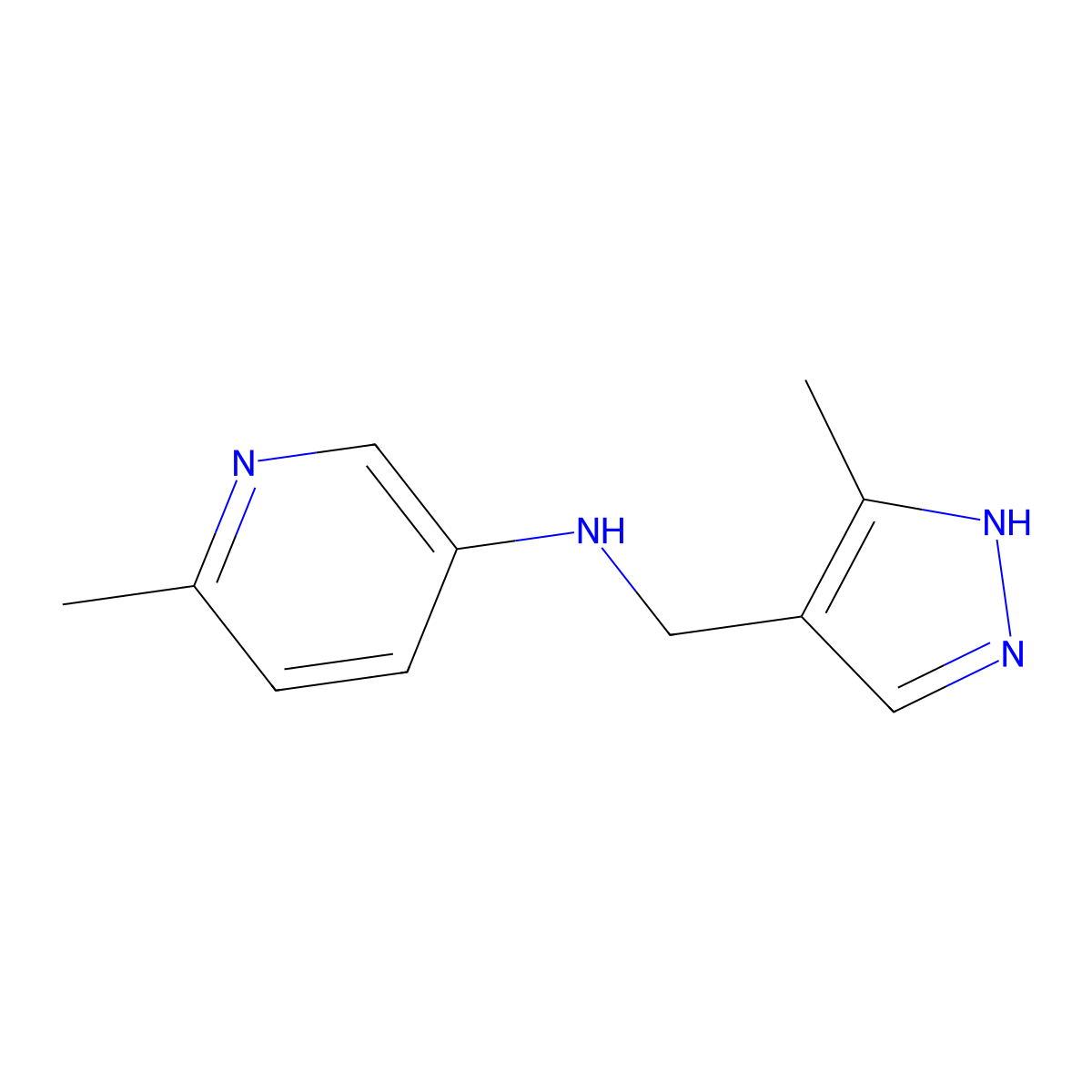 6-Methyl-N-[(3-methyl-1H-pyrazol-4-yl)methyl]pyridin-3-amine molecular structure, CAS 1522554-52-4