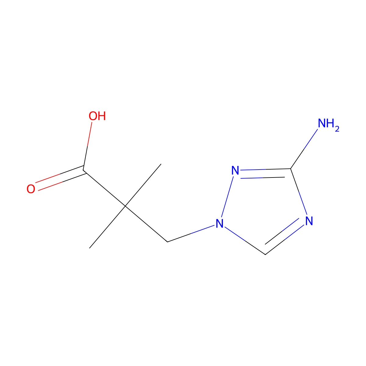 3-(3-amino-1H-1,2,4-triazol-1-yl)-2,2-dimethylpropanoic acid molecular structure, CAS 1522556-12-2