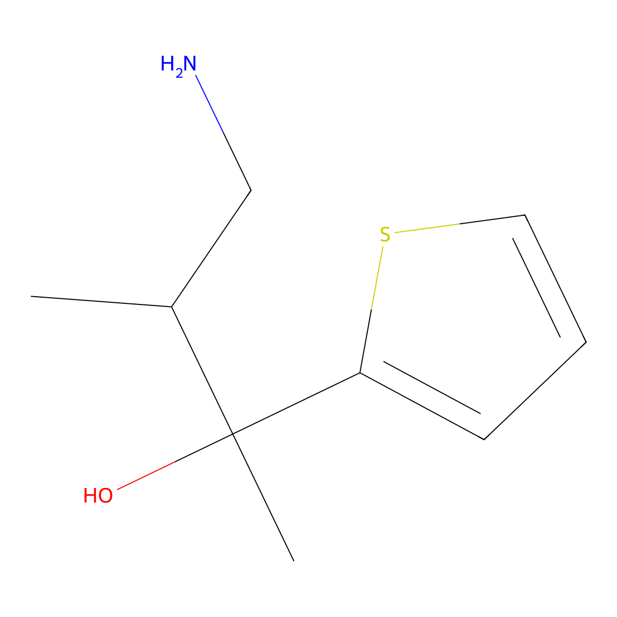 4-Amino-3-methyl-2-(thiophen-2-yl)butan-2-ol molecular structure, CAS 1522559-21-2