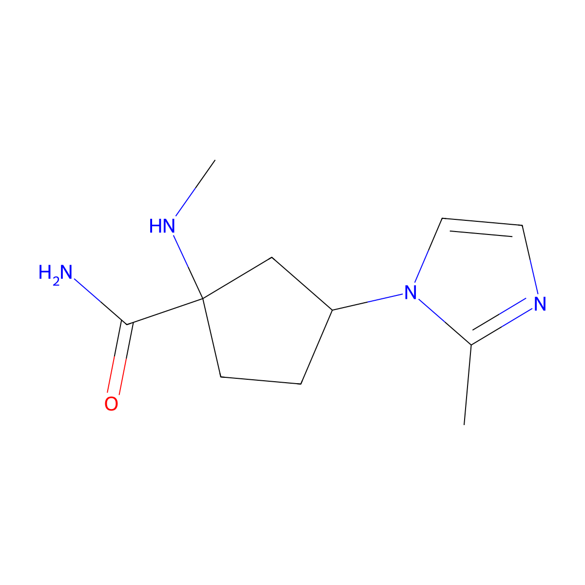 3-(2-Methyl-1h-imidazol-1-yl)-1-(methylamino)cyclopentane-1-carboxamide molecular structure, CAS 1522565-01-0