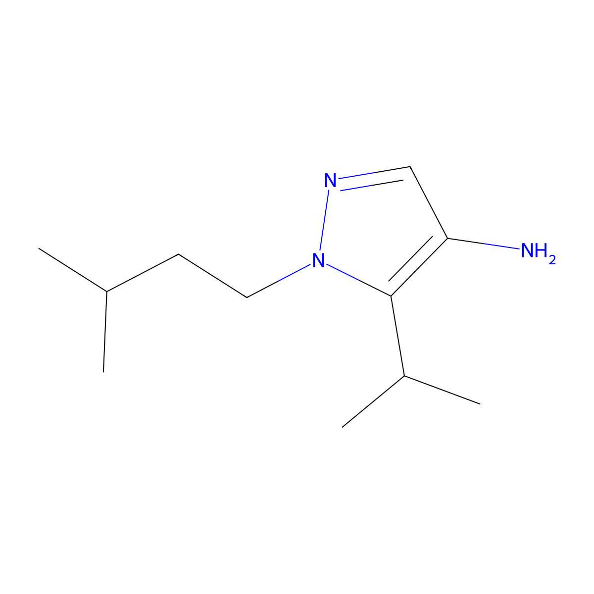 1-(3-methylbutyl)-5-(propan-2-yl)-1H-pyrazol-4-amine molecular structure, CAS 1522569-34-1